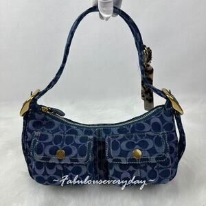 Coach Coachtopia Cargo Shoulder Bag In Signature Denim CCX90 Rainbow NWT